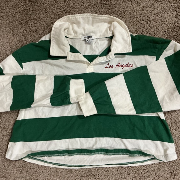 Tilly's Tops - Tilly's Green and White Striped Crop Top